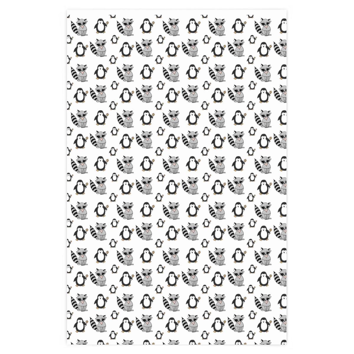 Penguins & Raccoons Wrapping Paper