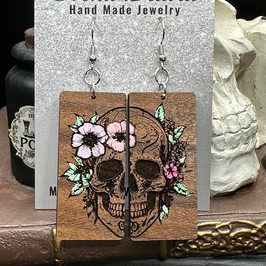 Sugar Skull Rectangle Earrings