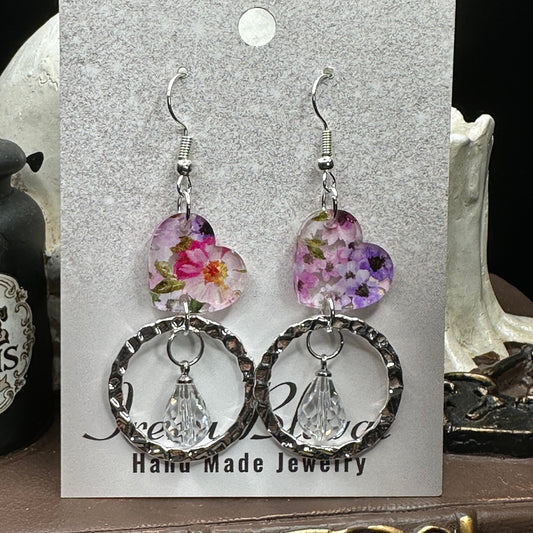 Mixed Spring Floral Earrings & Clear Briolette