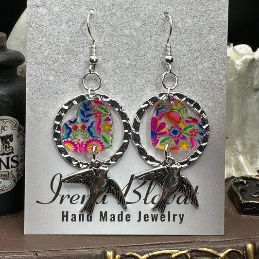 Mixed Summer Floral Earrings & Swallow Charm