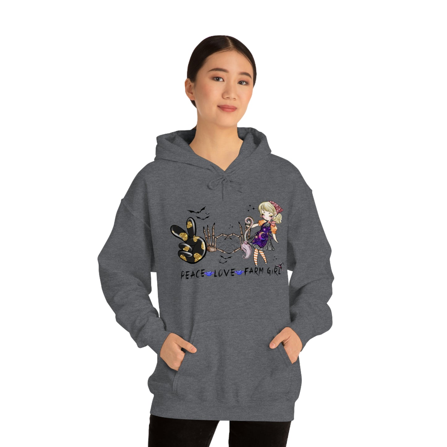 Peace, Love, Farm Girl Unisex Heavy Blend Hooded Sweatshirt