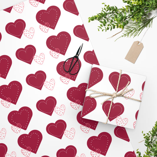 Red Heart Valentine Wrapping Paper