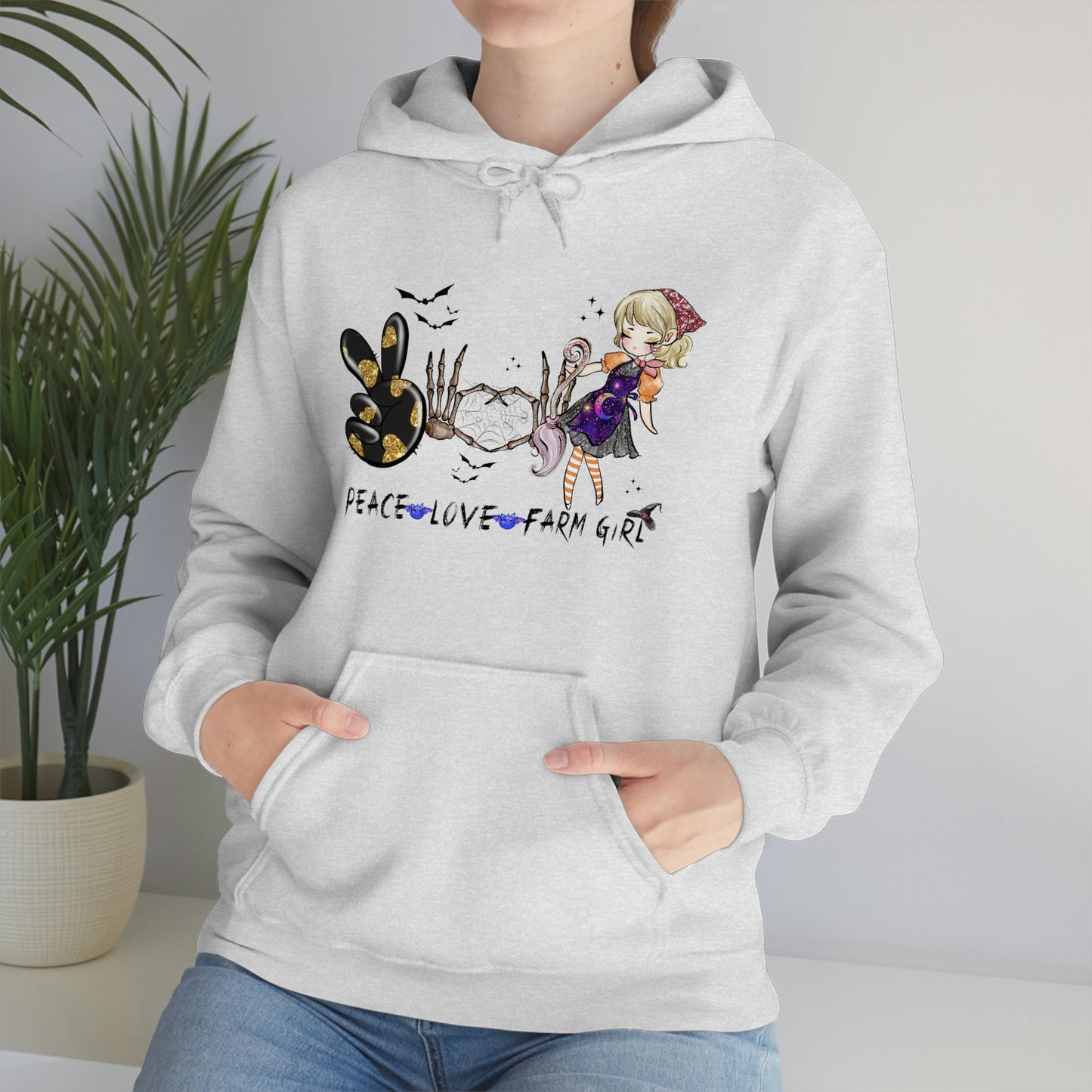 Peace, Love, Farm Girl Unisex Heavy Blend Hooded Sweatshirt