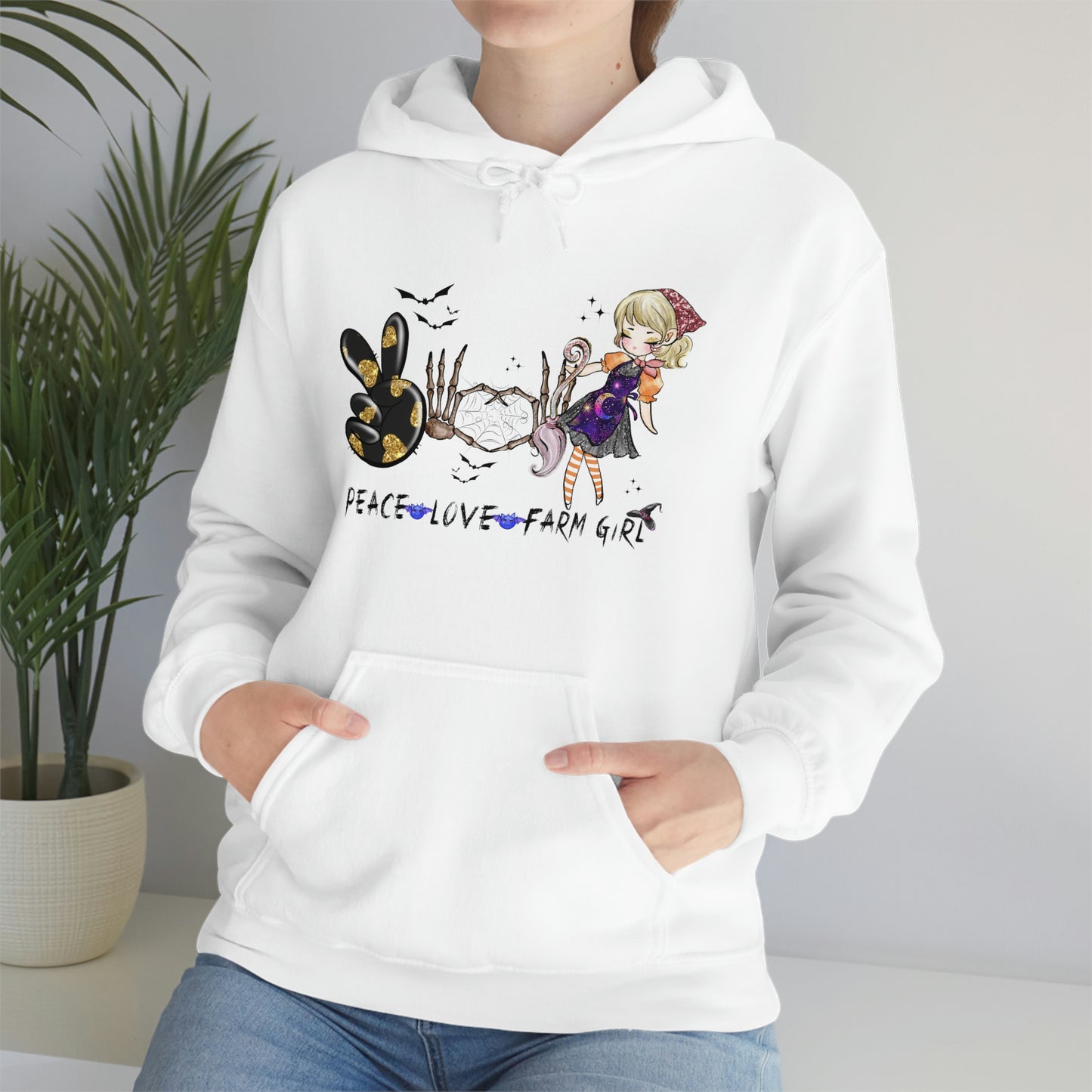 Peace, Love, Farm Girl Unisex Heavy Blend Hooded Sweatshirt