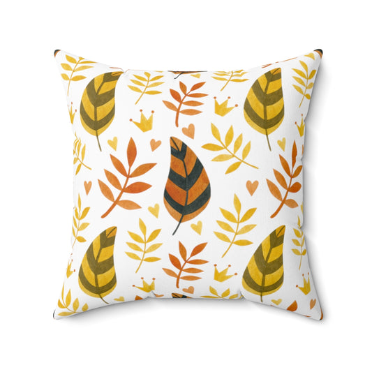 Fall Leaf Orange & Brown Spun Polyester Square Pillow