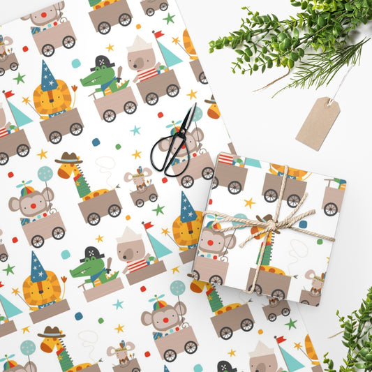 Animal Train Wrapping Paper