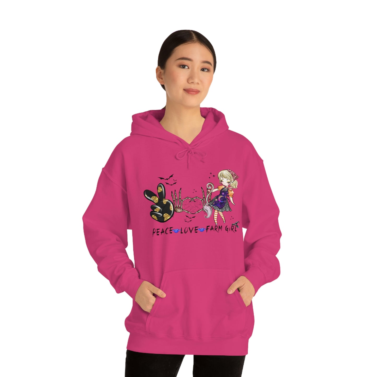 Peace, Love, Farm Girl Unisex Heavy Blend Hooded Sweatshirt