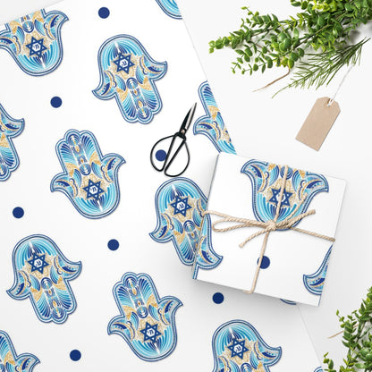 Hamsa Hand, Hanukkah Wrapping Paper