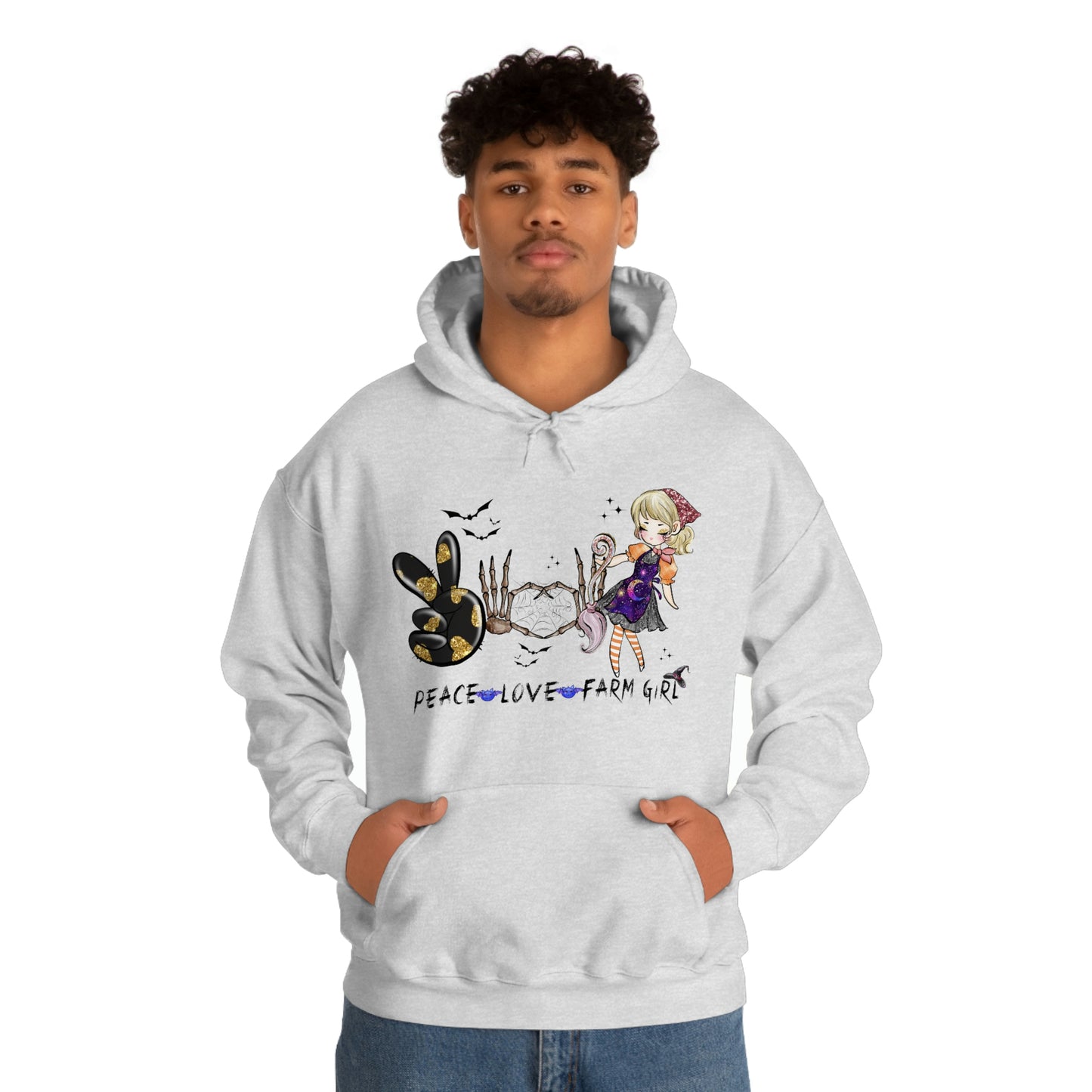 Peace, Love, Farm Girl Unisex Heavy Blend Hooded Sweatshirt