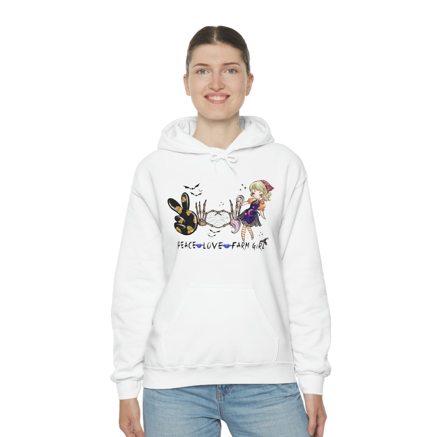 Peace, Love, Farm Girl Unisex Heavy Blend Hooded Sweatshirt