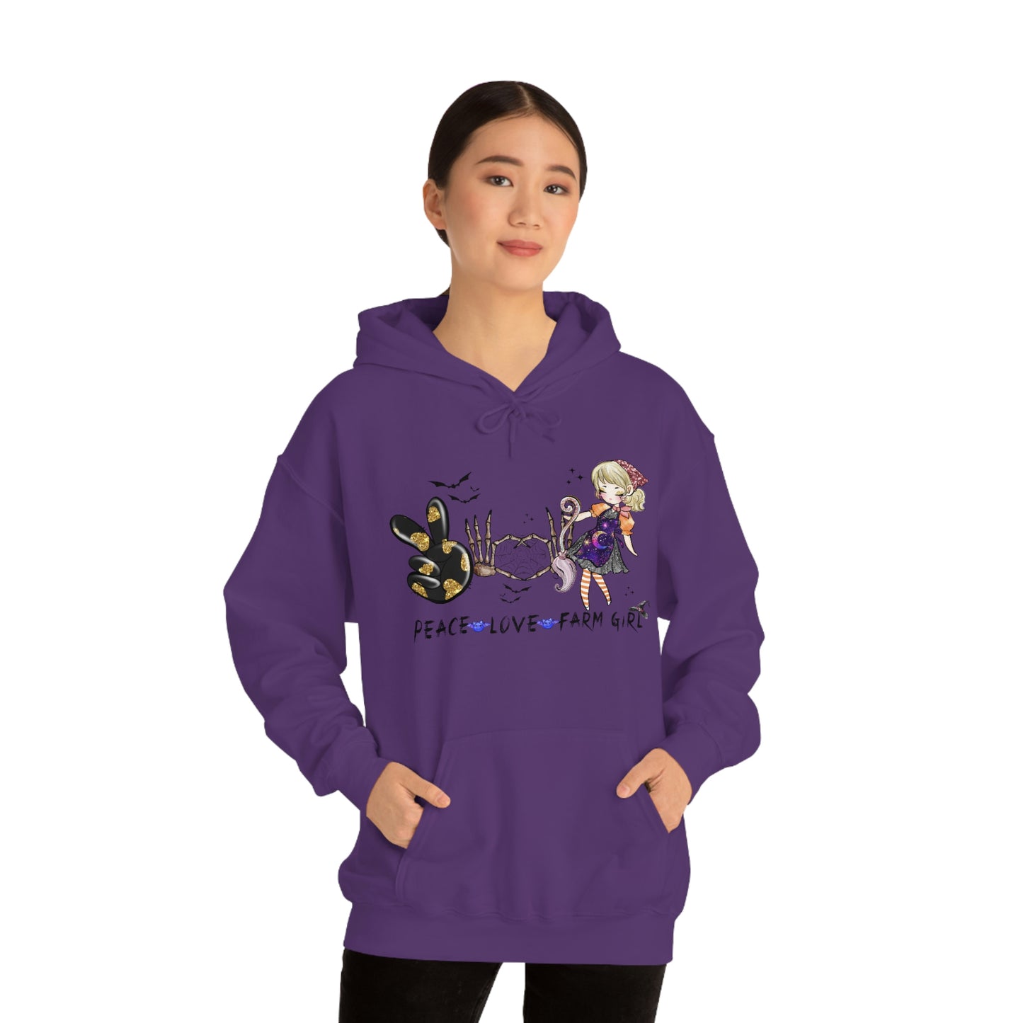 Peace, Love, Farm Girl Unisex Heavy Blend Hooded Sweatshirt