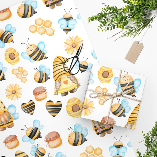 Gnome & Bumble Bee Cute Wrapping Paper