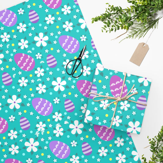 Flowers and Easter Eggs Wrapping Paper