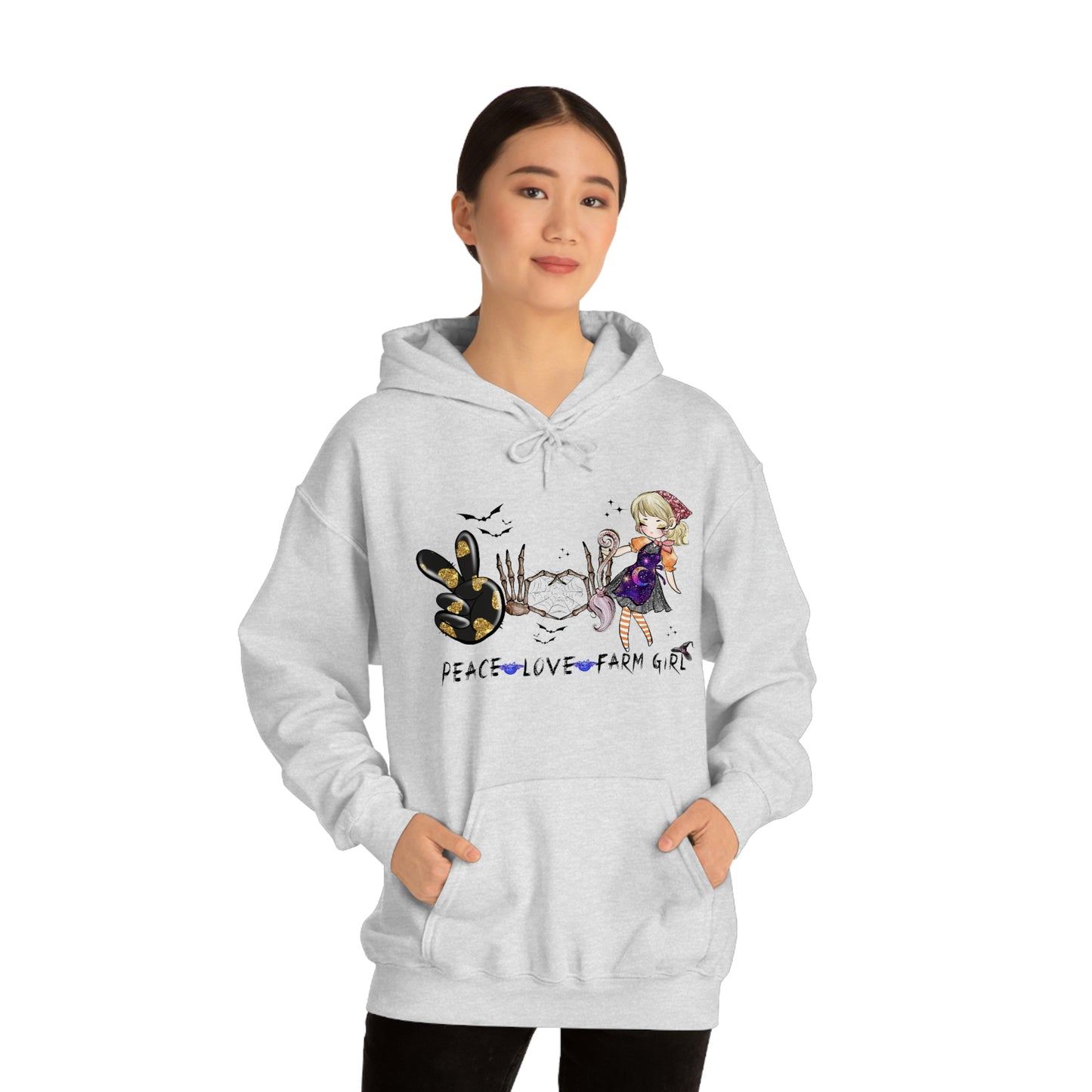 Peace, Love, Farm Girl Unisex Heavy Blend Hooded Sweatshirt