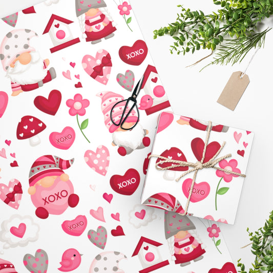 Gnome & Heart Valentine Wrapping Paper