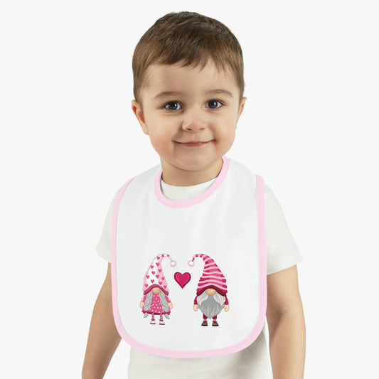 Valentine Gnomes  Contrast Trim Jersey Bib