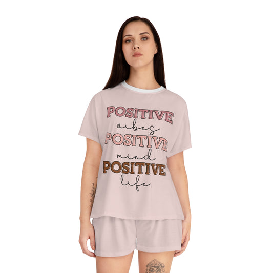 Positive Vibes, Positive, Positive Life Women's Short Pajama Set