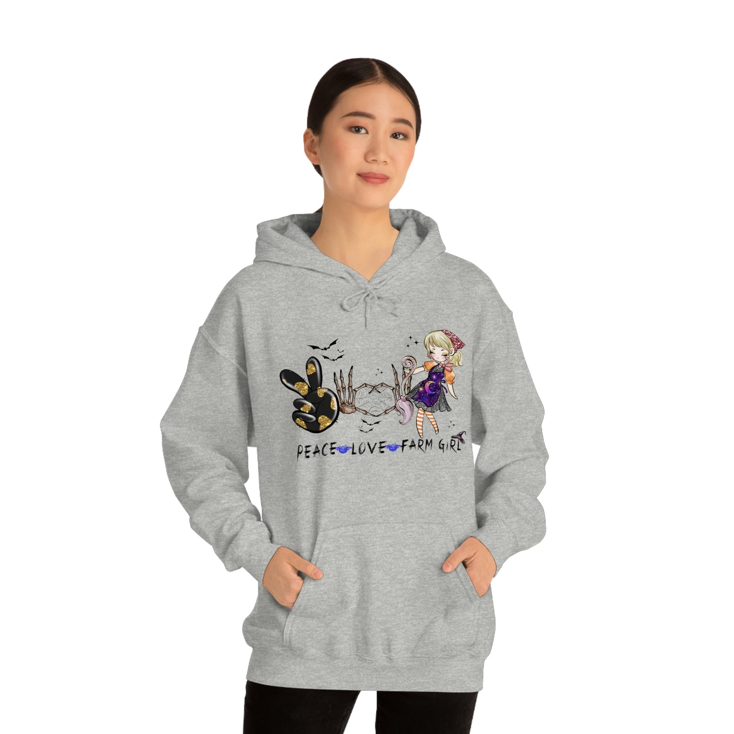 Peace, Love, Farm Girl Unisex Heavy Blend Hooded Sweatshirt