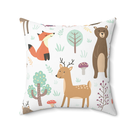 Cute Forest Animals Spun Polyester Square Pillow
