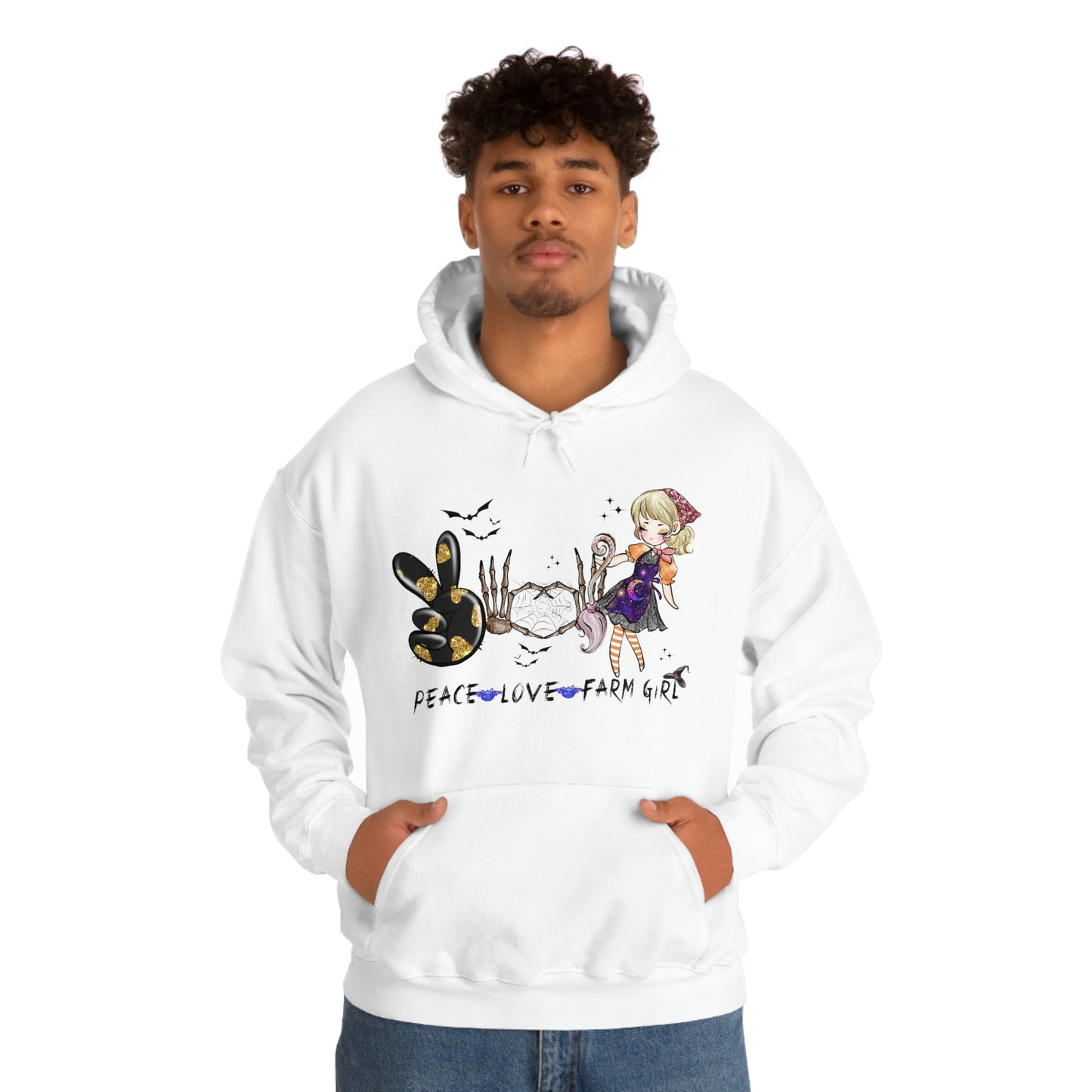 Peace, Love, Farm Girl Unisex Heavy Blend Hooded Sweatshirt