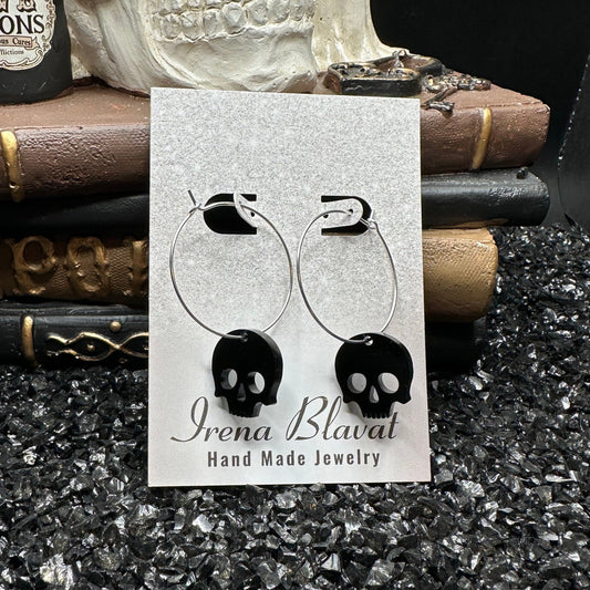 Black Skull Acrylic Laser Cut Earrings
