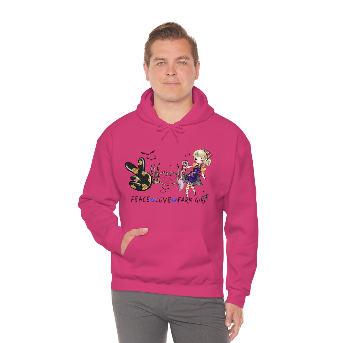 Peace, Love, Farm Girl Unisex Heavy Blend Hooded Sweatshirt