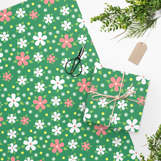Green Flowers Wrapping Paper