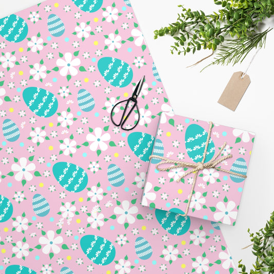 Flowers and Easter Eggs Wrapping Paper