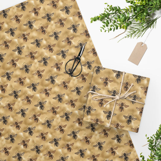 Gold Honey Bee Wrapping Paper