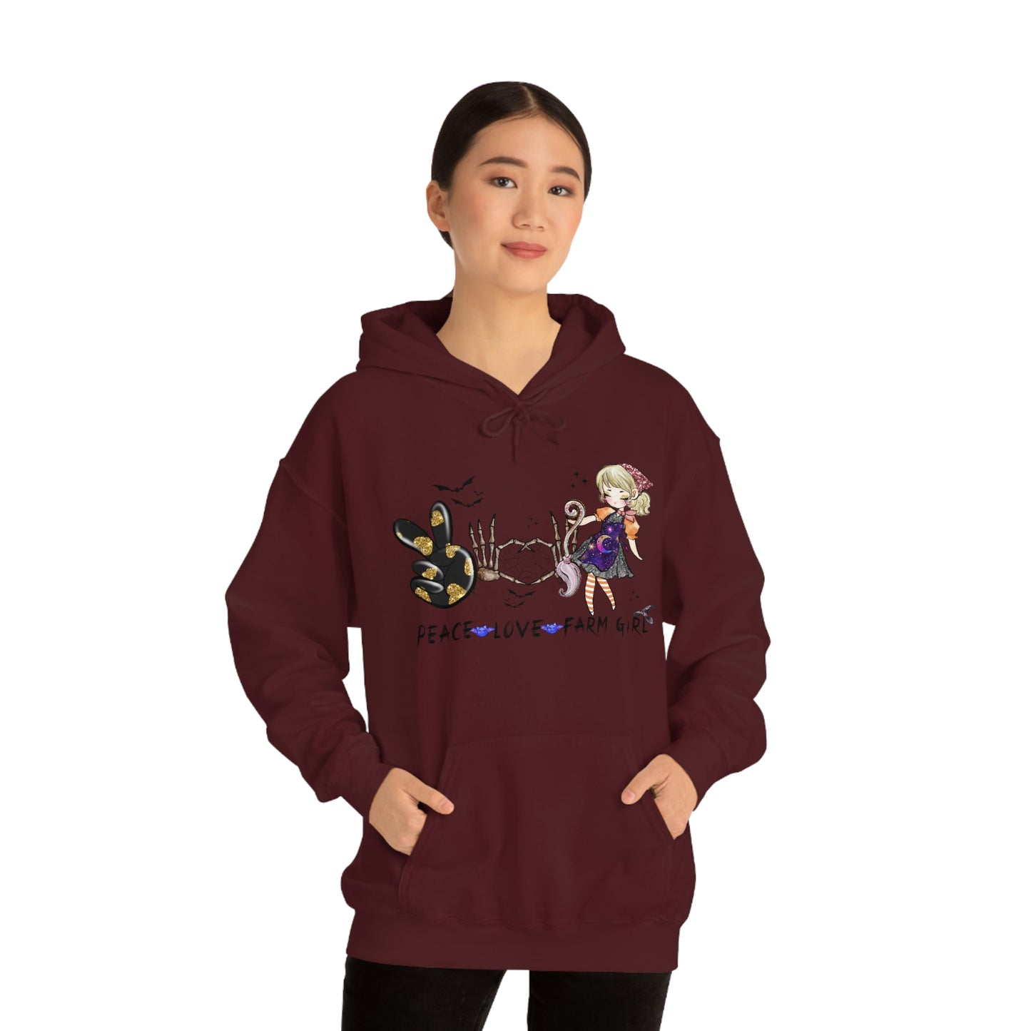 Peace, Love, Farm Girl Unisex Heavy Blend Hooded Sweatshirt