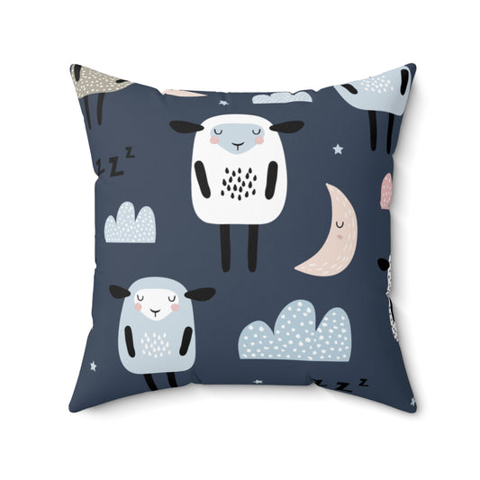 Baby Night Time Lamb Spun Polyester Square Pillow