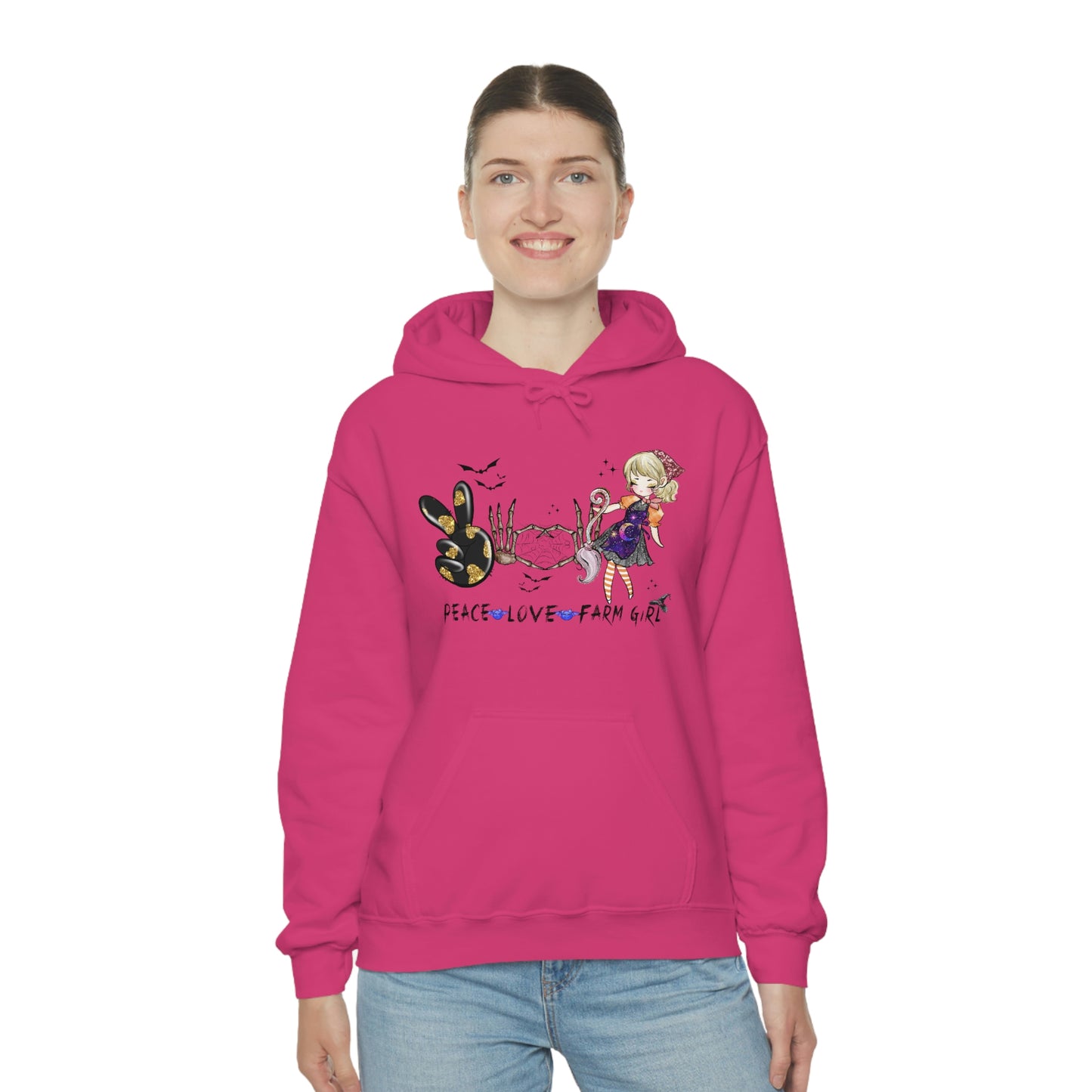 Peace, Love, Farm Girl Unisex Heavy Blend Hooded Sweatshirt