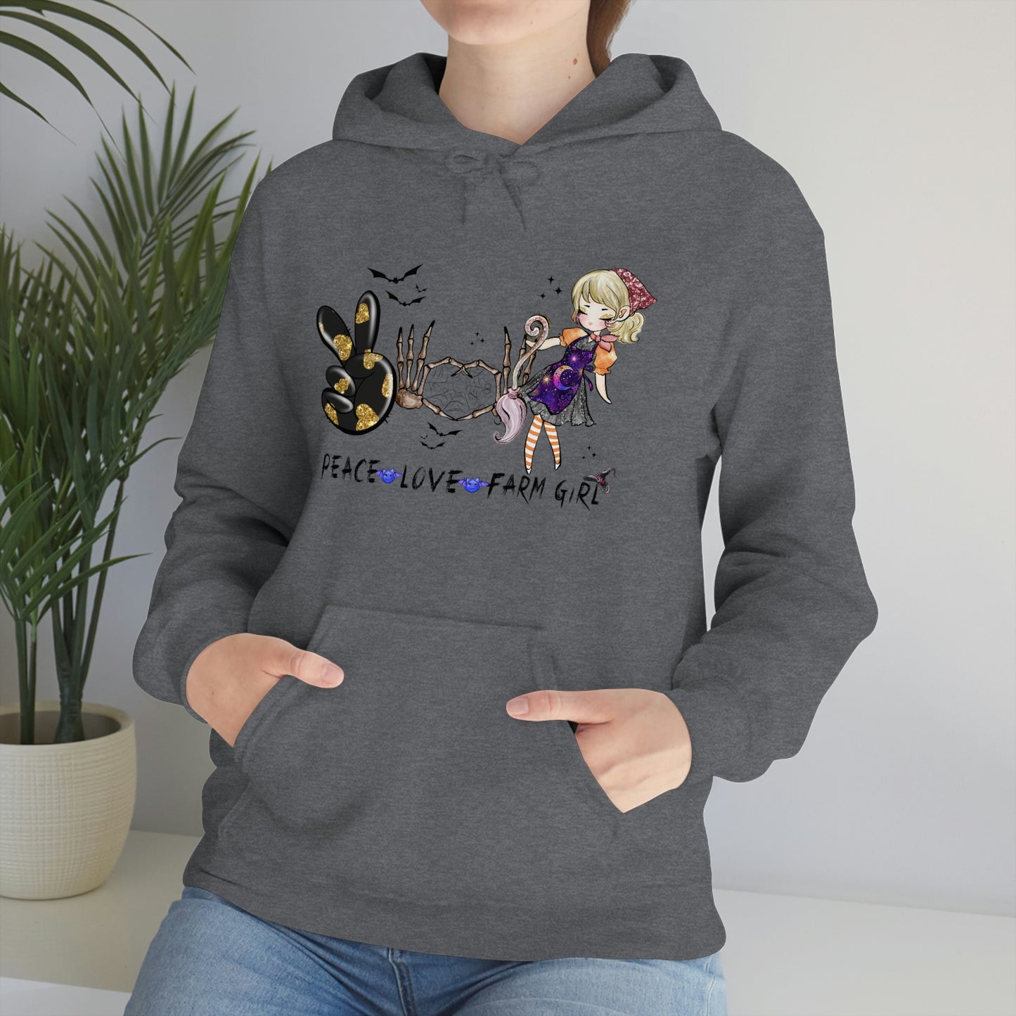 Peace, Love, Farm Girl Unisex Heavy Blend Hooded Sweatshirt