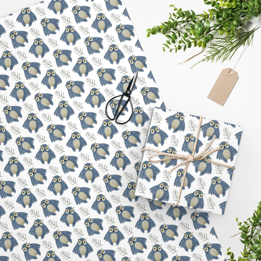 Cute Blue Owl Wrapping Paper