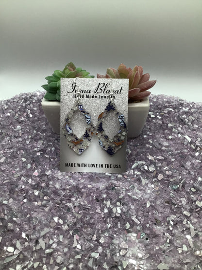 Winter Woodland Acrylic Scalloped Earrings