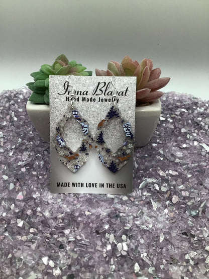 Winter Woodland Acrylic Scalloped Earrings