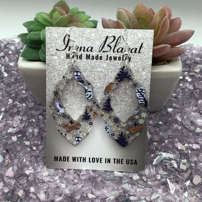 Winter Woodland Acrylic Scalloped Earrings