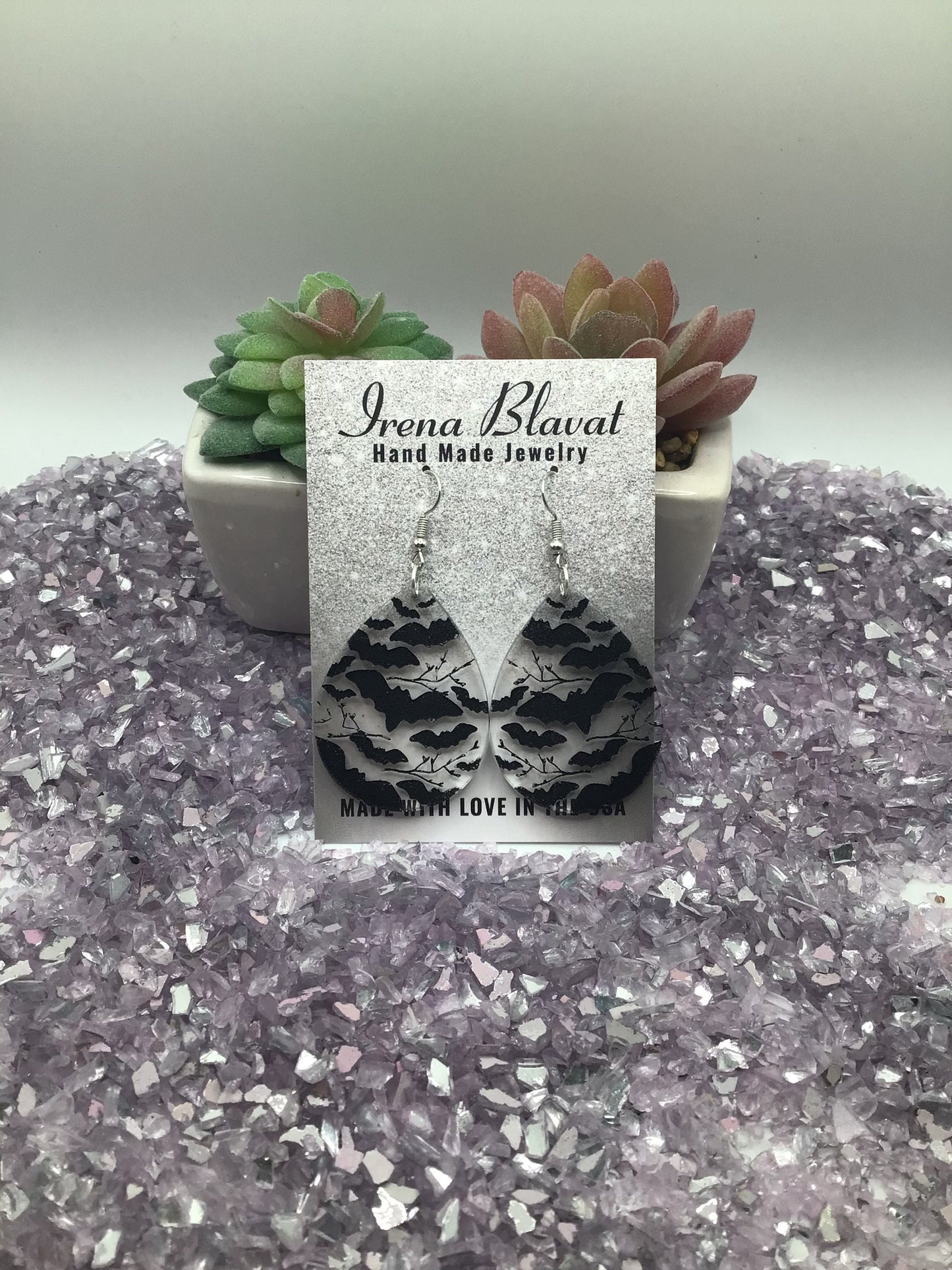 Black Bats Acrylic Laser Cut Earrings