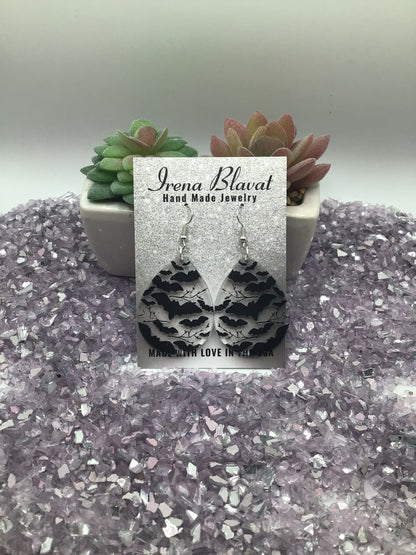Black Bats Acrylic Laser Cut Earrings