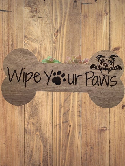 Wipe Your Paws Dog Bone Sign