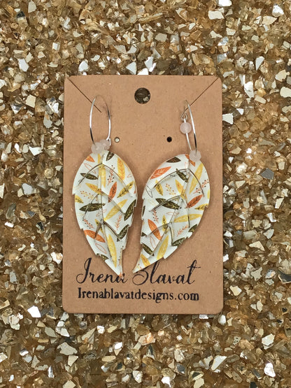 Leaf Drop Acrylic Hoop Earrings