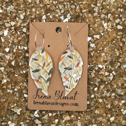 Leaf Drop Acrylic Hoop Earrings