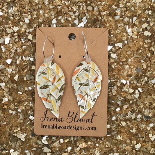 Leaf Drop Acrylic Hoop Earrings