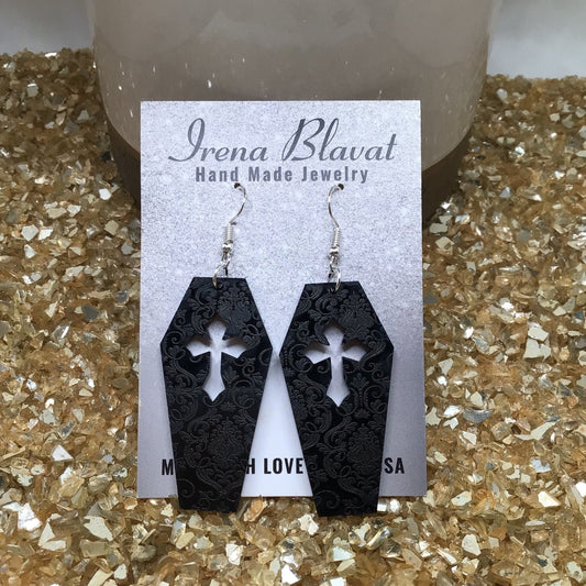 Coffin Gothica Wallpaper Acrylic Laser Cut Earrings