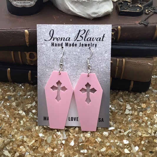 Coffin Pink Pastel Goth Earrings