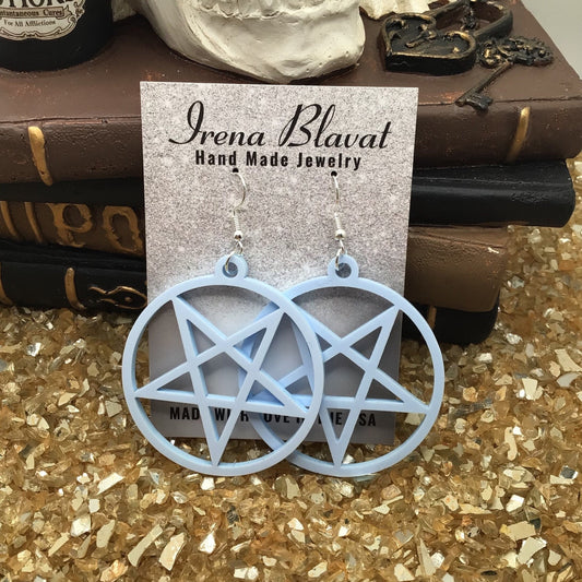 Pentagram Acrylic Baby Blue Pastel Earrings