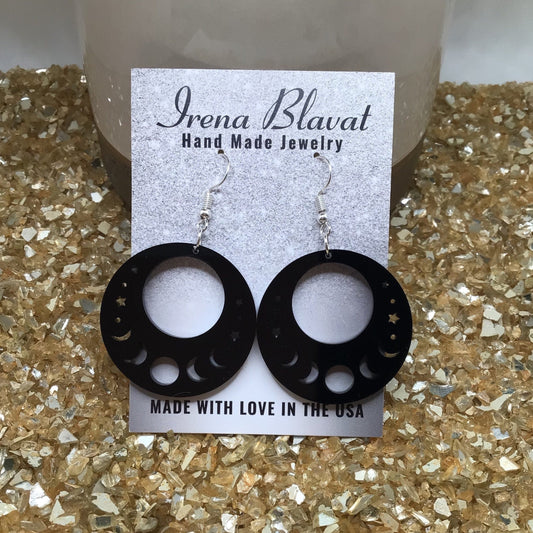 Witchy Moon Phase Acrylic Laser Cut Earrings